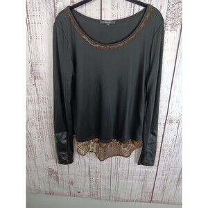 Miss Me Blouse Women's Small Black Long Sleeve Open Back